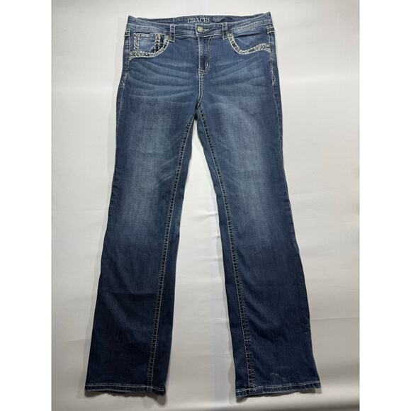 Grace In LA Women's Embellished Pockets P-Straight Blue Jeans Sz 17 (35x32) READ - Picture 1 of 9